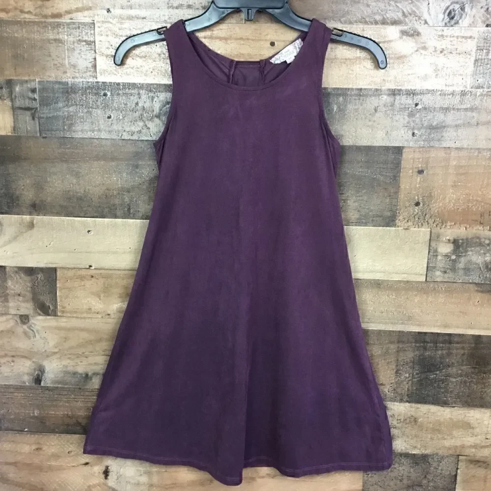 Pink Republic Tunic Blouse Mini Dress Tent Style Criss cross back tie Purple XS